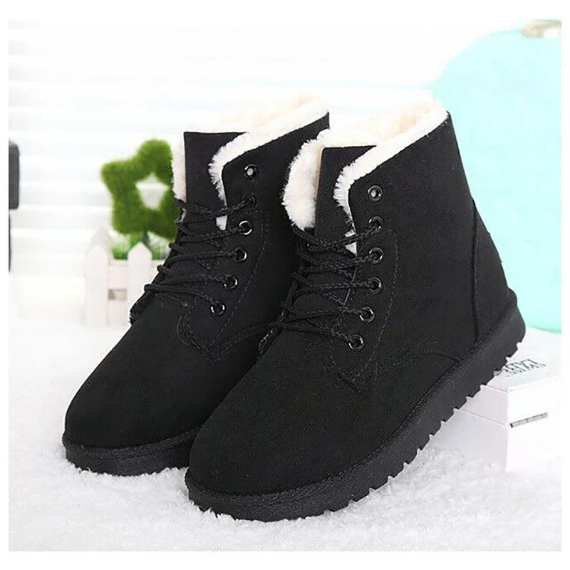 Для женщин теплые зимние сапоги на шнуровке ботильоны женские ботинки с круглым