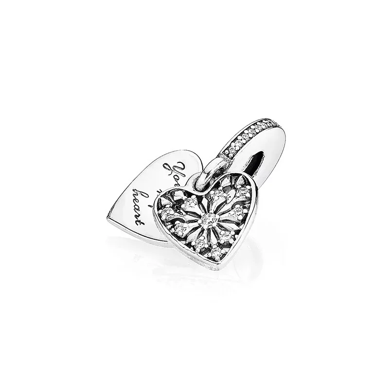 New Original Free Shipping Silver Plated Bead Alloy Heart of Winter Dangle Charm Fit Bracelet Necklace DIY Women Jewelry | Украшения и