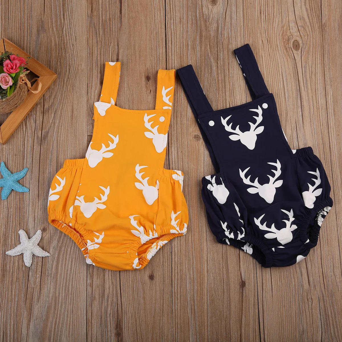 2017 г. новый детский комбинезон с рисунком оленя для маленьких мальчиков и девочек