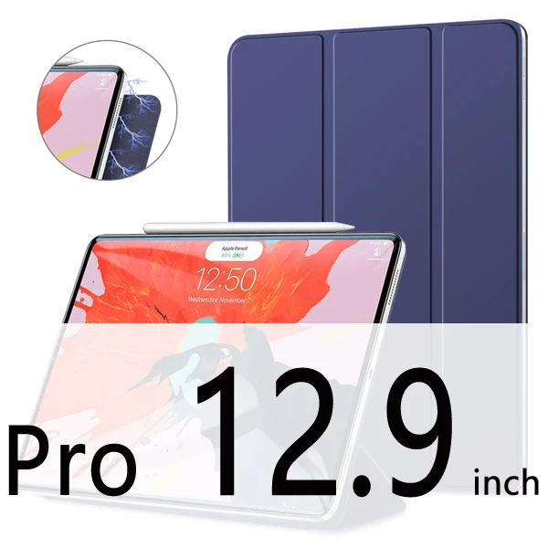GOOJODOQ для iPad Pro 11 чехол Pro 12,9 Магнитный чехол Funda Поддержка беспроводной зарядки для Apple Pencil из искусственной кожи умный чехол - Цвет: 12 Dark blue