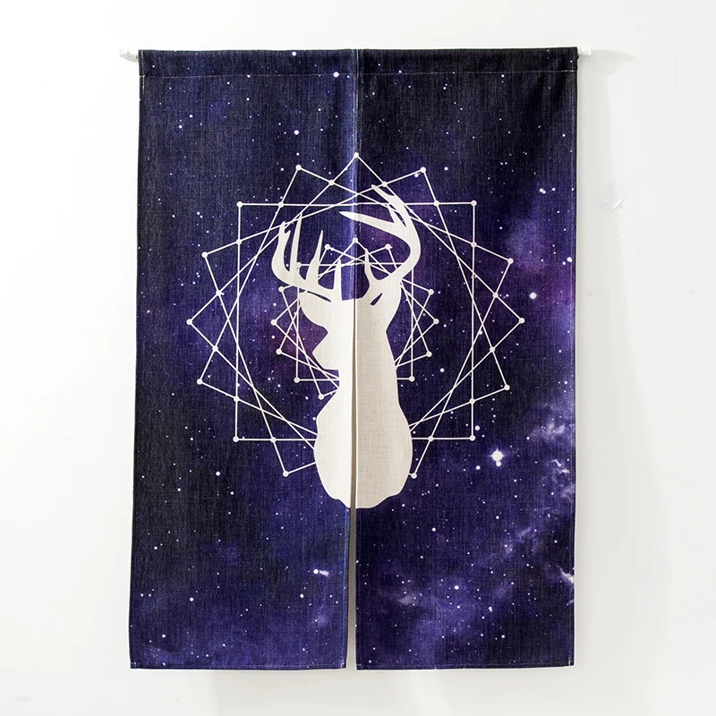 Новая льняная занавеска в японском стиле для дверей гобелен с изображением оленя