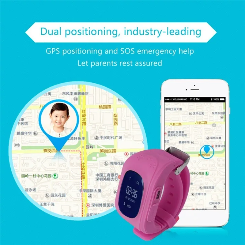 Детские умные часы наручные GSM GPRS GPS забота о детских умных часах с кнопкой SOS