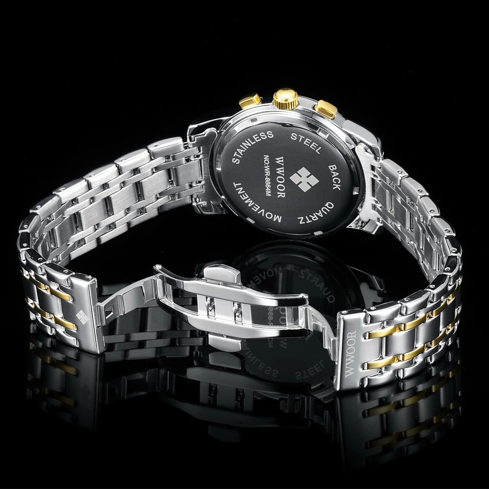 WWOOR Роскошные светящиеся часы мужские водонепроницаемые аналоговые наручные из