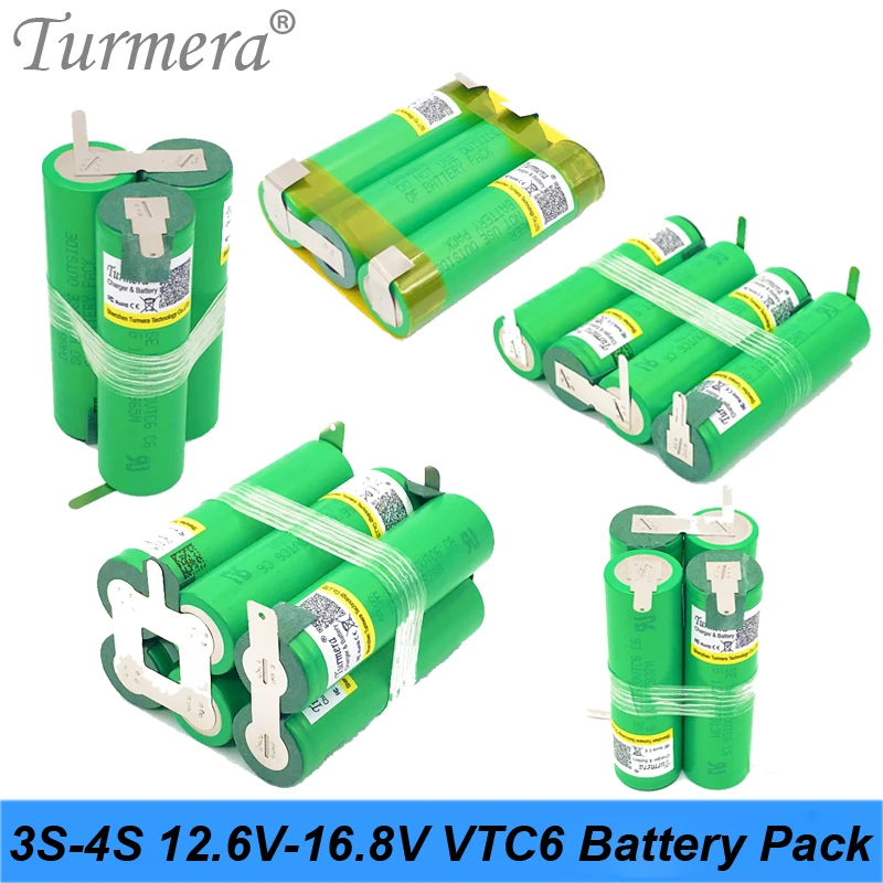 Аккумулятор Turmera 3S 12,6 V 4S 16,8 V US18650VTC6 3000mah 30A ток разряда для шуруповерта батареи(по индивидуальному заказу