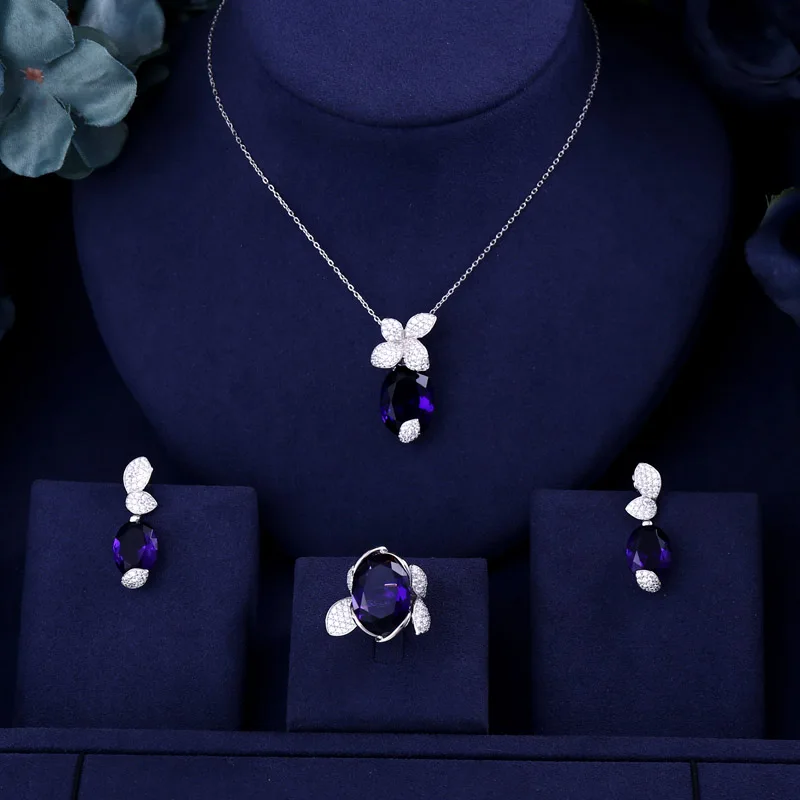 Новый micro pave Установка фианит белый камень Листья shaped колье серьги кольцо браслет