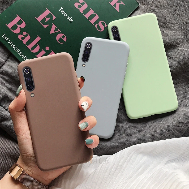 solid candy color silicone case on for xiaomi mi a3 mi 9 lite pro mi9 se cc9 cc9e soft tpu back cover coque funda for xiaomi cc9