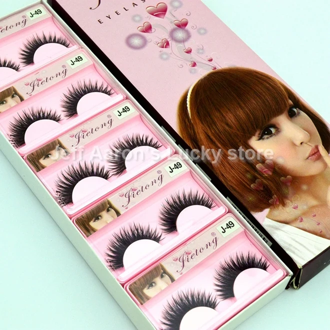 Высокого качества 10 пар Черный Фиолетовый накладные ресницы Красочные