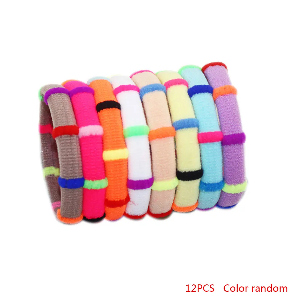12pcs Color Random Новинка, 12 шт разных цветов, эластичные резинки для волос для девочек, резиновые ободки, милые украшения для головы, аксессуары - Цвет: 12pcs Color Random