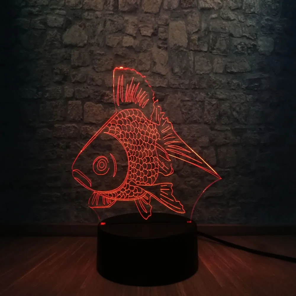 7 цветов Изменение 3D золотая рыбка USB Светодиодная лампа детский подарок на день