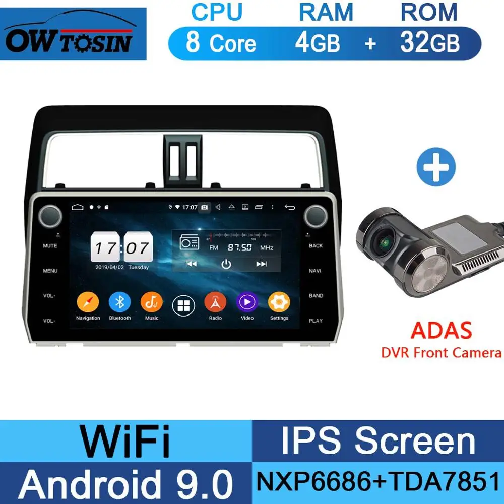 32G Adas Camera 10," ips Android 9,0 8 ядерный 4G+ 64G Автомобильный мультимедийный плеер для Toyota Land Cruiser Prado gps Радио DSP CarPlay Parrot BT - Цвет: 32G Adas Camera