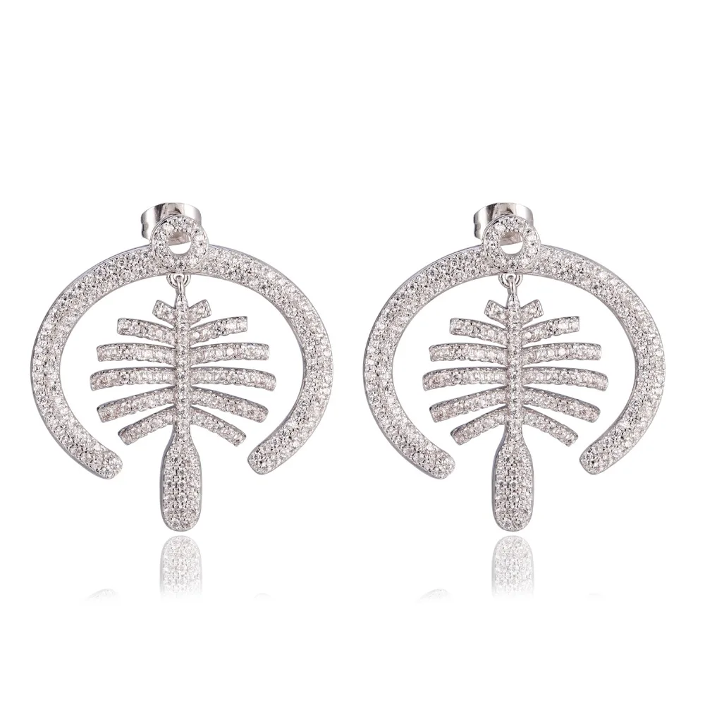 

Graybirds The Feather Earrings Like The Dubai Map High Quality AAA Cubic Zirconia Elegant Jewelry For Lady MLE112H