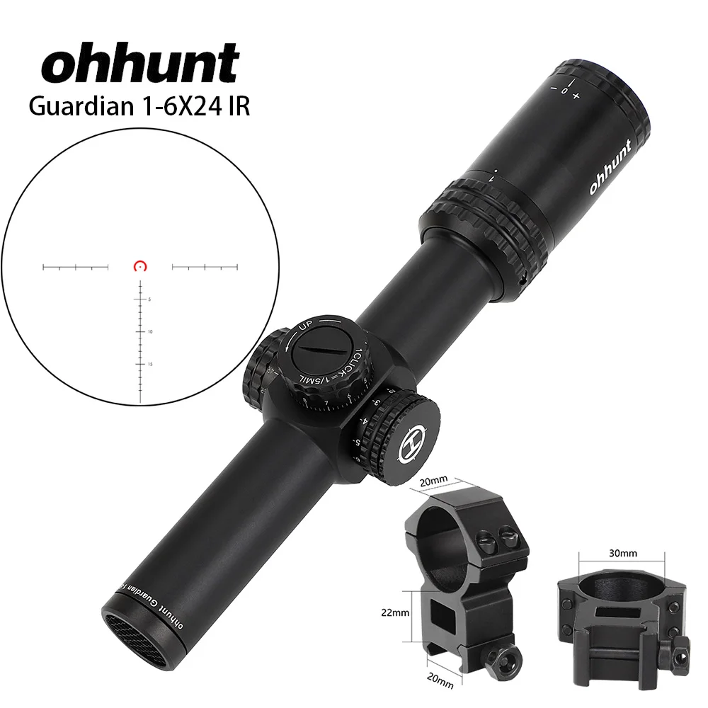 3 Ohhunt Guardian 1-6x24 IR охотничий оптический компактный прицел с выгравированным стеклом с красной подсветкой - Цвет: 3