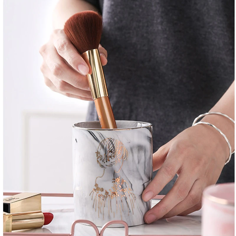 2019 1 шт. керамическая подставка для ручек с мраморной текстурой чашка карандашей