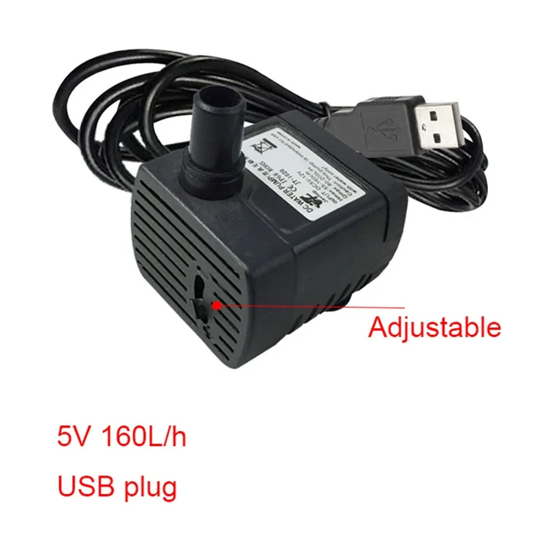 JT-1020 5,5*2,1 мм или usb-разъем с бесщеточным двигателем постоянного тока 5В 150L/ч 12V 280L/ч Micro погружной аквариумный водяной насос