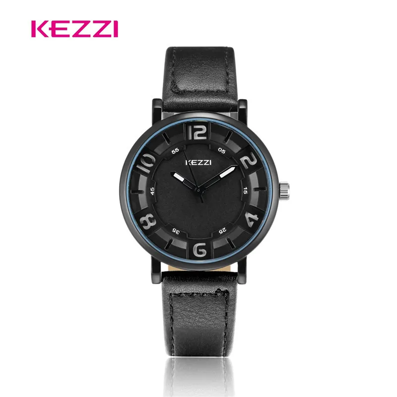 KEZZI Men Watch 2018 Black Leather Round Waterproof Quartz Wrist Best Gift For Zegarek Relogio Masculino De Luxo | Наручные часы