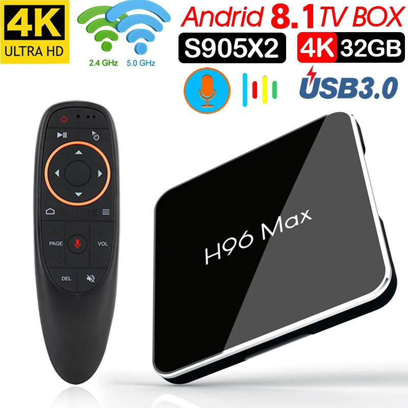 Android 8 1 ТВ коробка Amlogic S905X2 Max 4 Гб оперативной памяти 32 rom четырехъядерный wifi HDMI к * 2