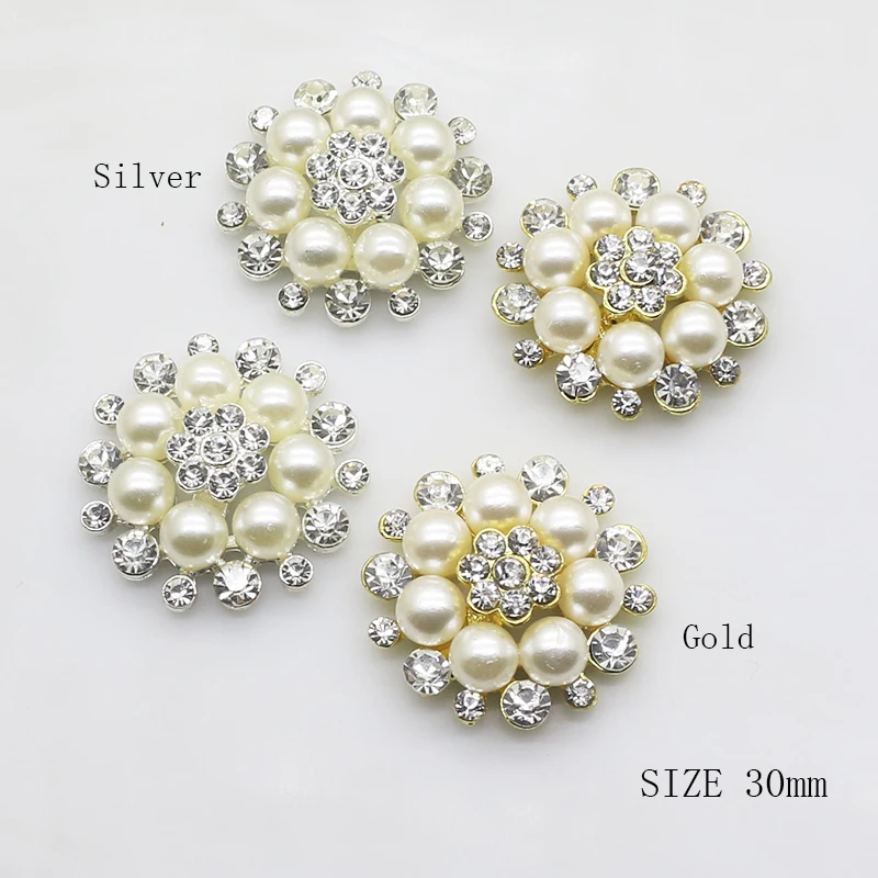 Пуговицы из сплава ZMASEY 10 шт./лот 30 мм круглые украшения стразы жемчужные швейные
