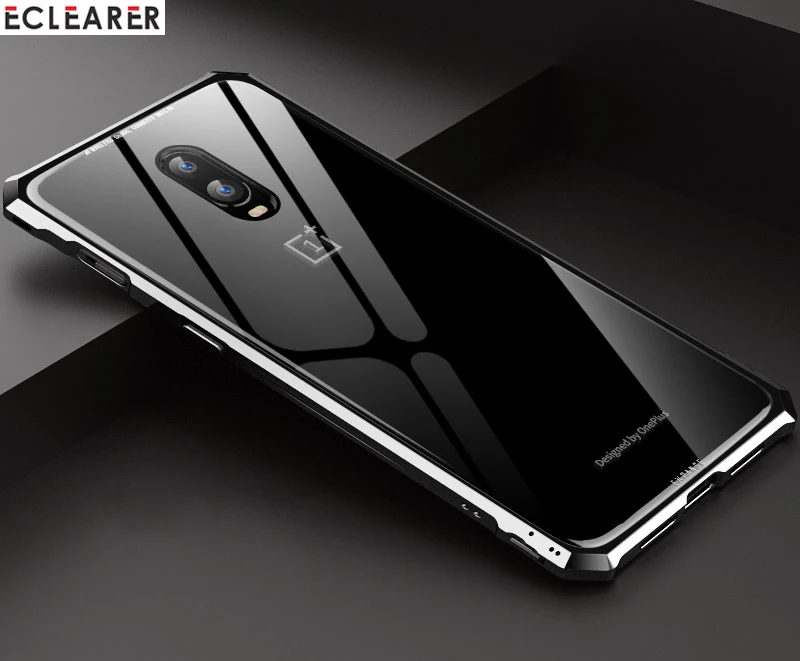 Чехол для OnePlus 6T One Plus 6T премиум-класса, алюминиевый металлический чехол в форме бриллианта для OnePlus 6T 9 H, прозрачная задняя крышка из закаленного стекла
