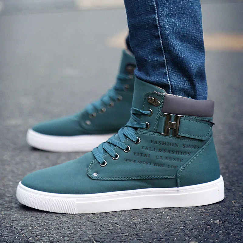 Кеды мужские с высоким верхом Вулканизированная подошва пряжкой холщовые