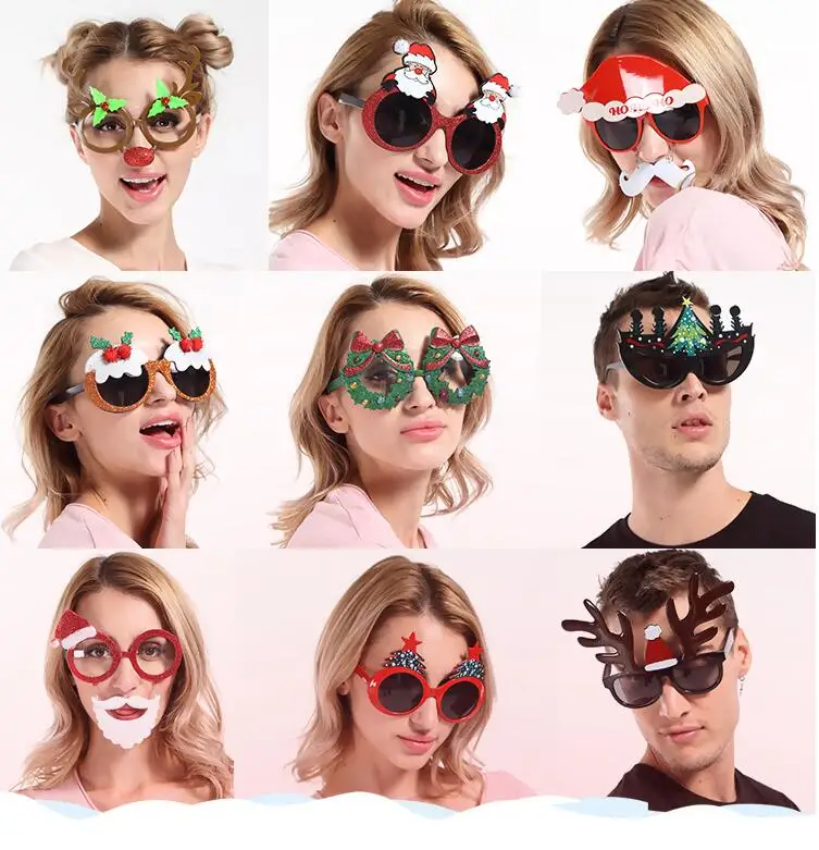 

Christmas Glasses Christmas Decoration Props Glasses Prom Party Funny Glasses Santa Christmas Hat