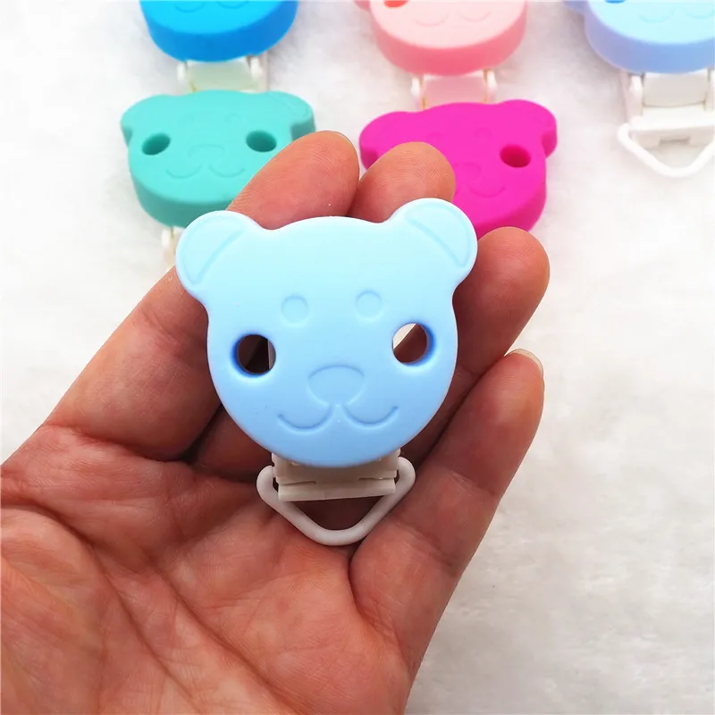 Chenkai 10pcs Silicone Bear Clips DIY Animal Baby Teether Pacifier Dummy Montessori Sensory Jewelry Holder Chain Toy Clips