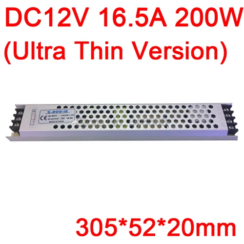 12V 16.5A 200W Thin AC110V 220V постоянного тока до DC12V AC-DC постоянного Напряжение драйвер переключатель Питание изящный полосатый Размер 12V 3A 5A 8.5A 10A 12.5A 15A 20A 25A 30A - Цвет: 12V 16.5A 200W Thin