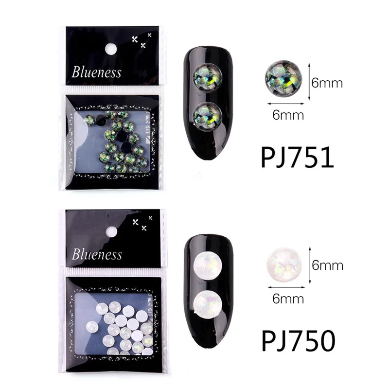 Blueness 20Pcs/lot Glitter Round Marble Stones Design Nails Art Decorations Accessories Rhinestones Glass Studs For Manicure DIY|nail art