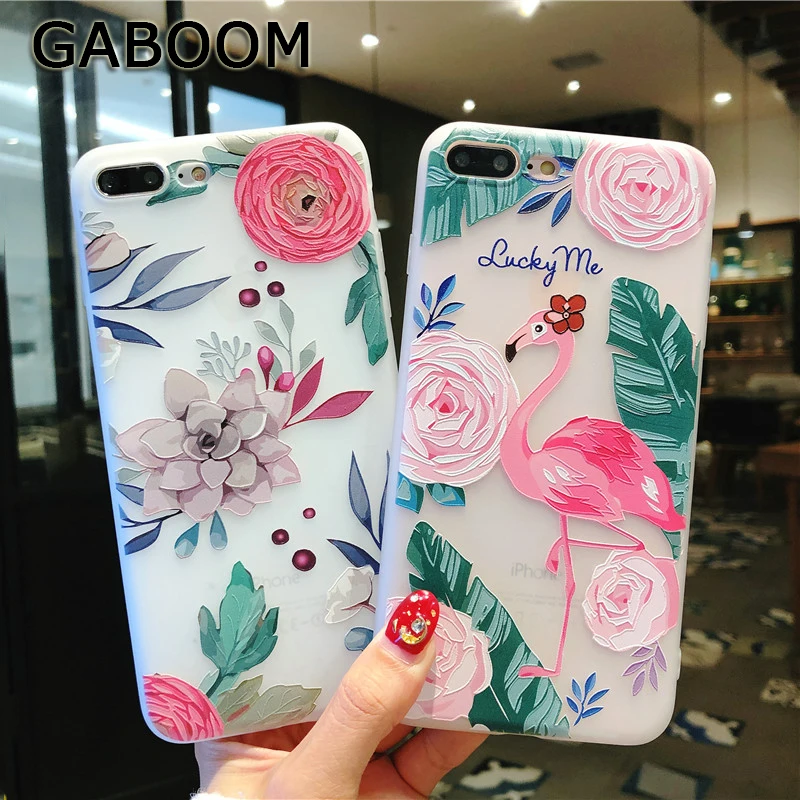 Gaboom силиконовый чехол для телефона iphone х 6 S 7 8 плюс красивый Фламинго цветочный