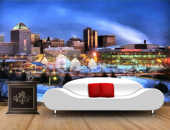 

Custom wallpaper photo, St Paul Minnesota City, the night landscape for the living room bedroom TV background wall fabric paper