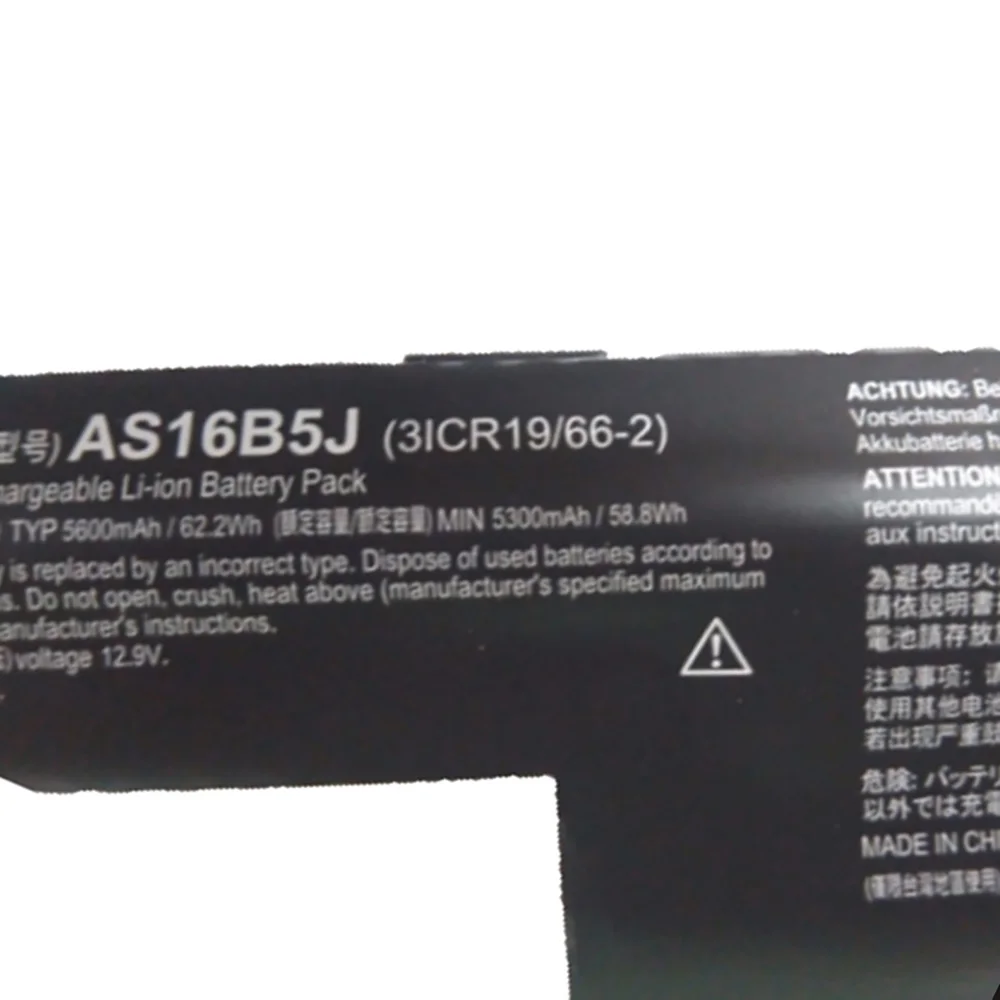 11 1V 62.2wh AS16B5J новый оригинальный аккумулятор для ноутбука Acer Aspire E5-575G-53VG 3ICR19/662-2 5600mAh