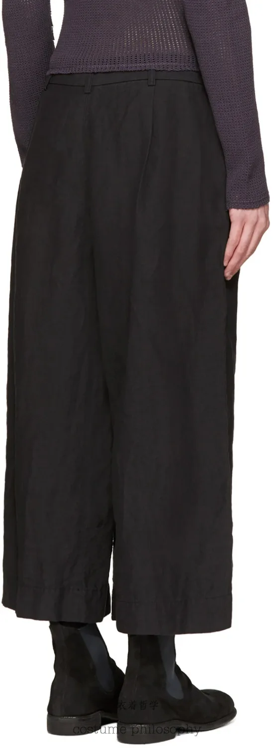 Обрезанные брюки мужчины колготки летние льняные широкие ноги прямые джинсы