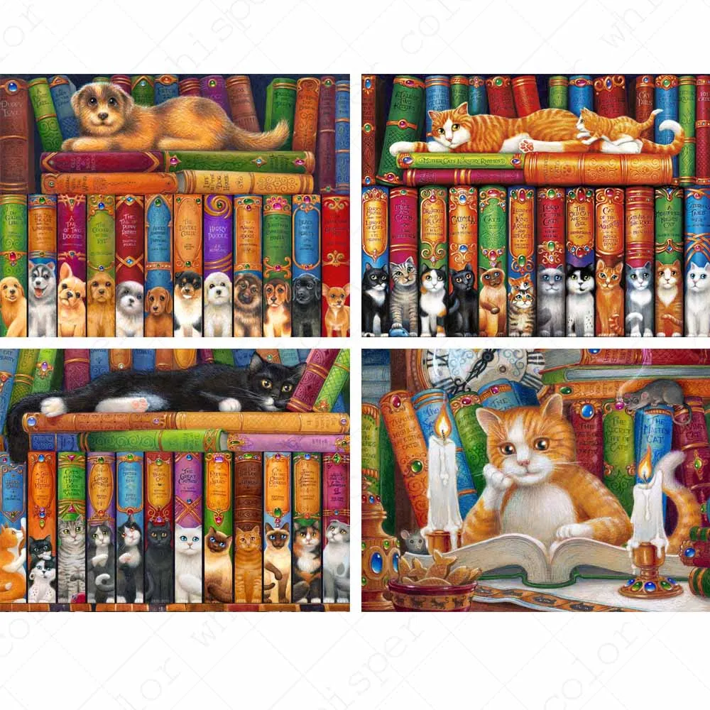 Полный квадратный дрель 5D DIY Алмазная картина "Кошка книга" 3D Алмазная вышивка крестиком Мозаика горный хрусталь LE01327