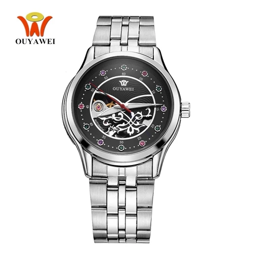 Reloj Mujer OYW модные женские часы механические Автоматические наручные часы movement полный стальной ремешок механические часы Relogio Feminio - Цвет: Silver Black