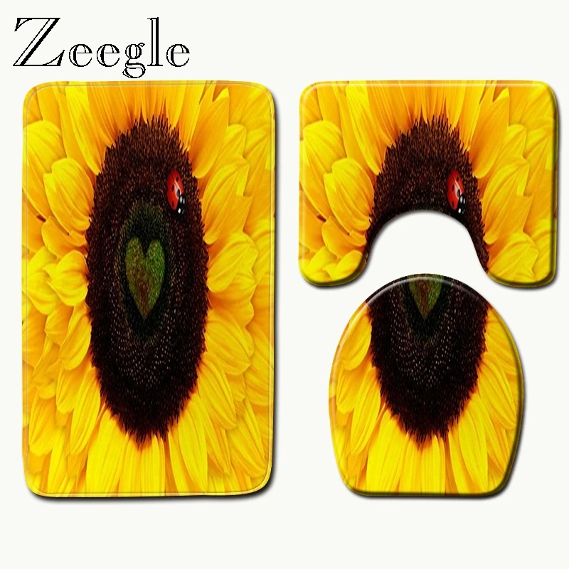 Zeegle 3 шт./компл. Набор ковриков для ванной комнаты коврики туалета с принтом