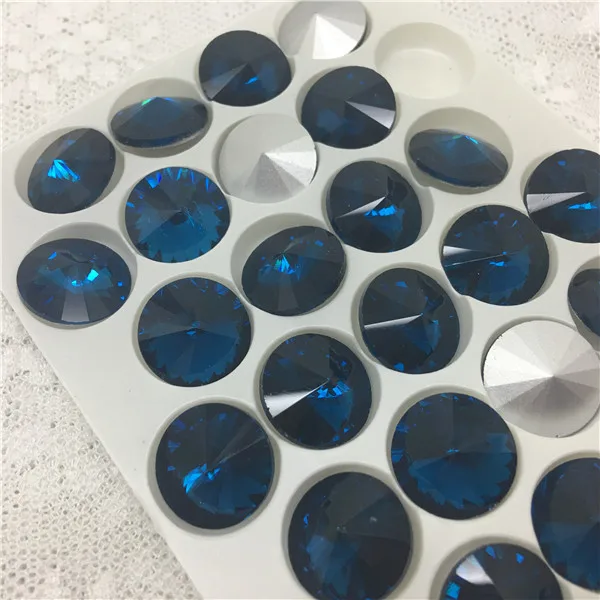 blue zircon Камень оранжевый фуксия розовый цвет Rivoli Кристалл необычный камень заостренный сзади Стекло Круглые камни 8 10 12 14 16 18 мм Rivoli бусины - Цвет: blue zircon
