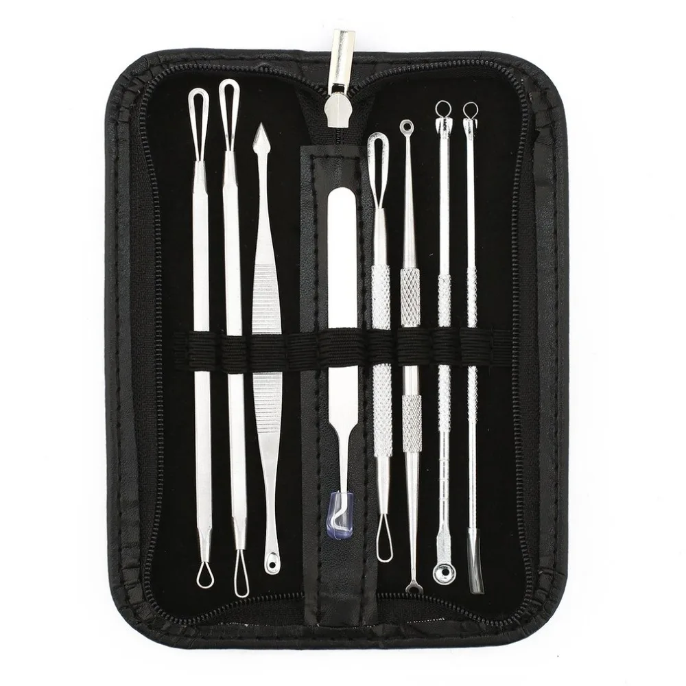 8pcs/set Pro Blackhead Remover Tool Kit Pimple Acne Removal Clip Needle Face Care Comedone Blemish Black head Extractor