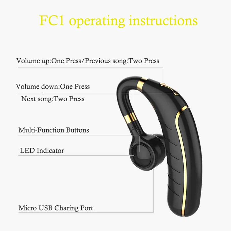 Беспроводные Bluetooth наушники FC1 5 0 гарнитура с микрофоном время прослушивания