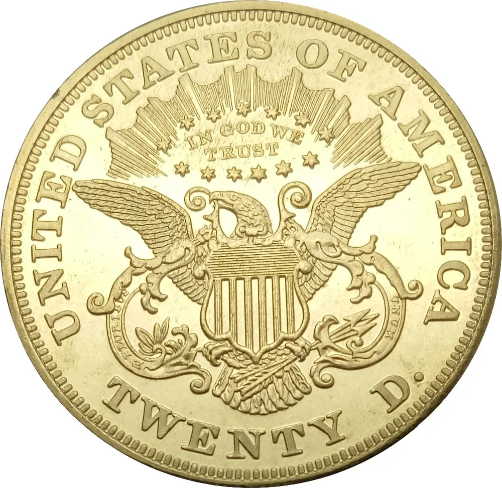 20 долларов США "Liberty Head-двуглавый орёл" с девизом TWENTY D. 1871 1871 cc 1871 s латунные металлические копии монет
