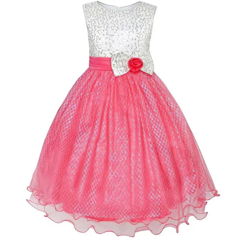 Sunny Fashion платья для девочек Цветок Девушка Платье блеск Цехин Свадьба Подружка