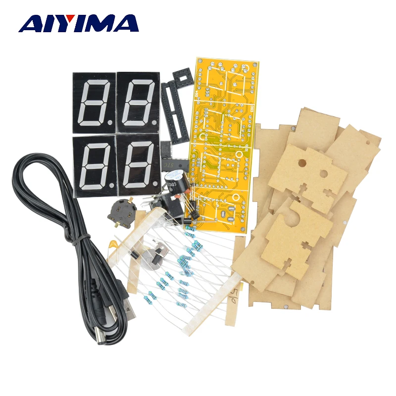 Aiyima DIY 4 цифры 1 дюйм светодиодный электронный часовой набор цифровые часы с