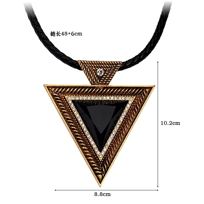 Винтажное ожерелье со стразами с цепочкой из кожи|statement necklace|rhinestone necklacenecklaces &