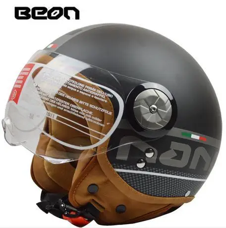 Лидер продаж BEON Классический мотоцикл шлем для мужчин и женщин motos motocicleta capacete винтажные cascos vespa горные открытый шлем - Цвет: matt black gray