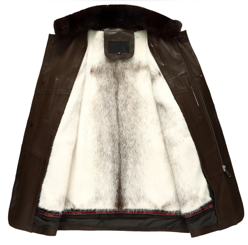 Мужская норковая шуба Denny&ampDora куртка из овечьей кожи повышает защиту от ветра и