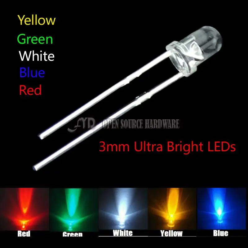 100 шт Новый 3 мм круглый супер яркий желтый светодиодный светильник диода |