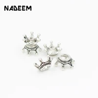nadeem antique silver color 10pcslot crown beads charms european charms beads accessories fit women diy bracelets making