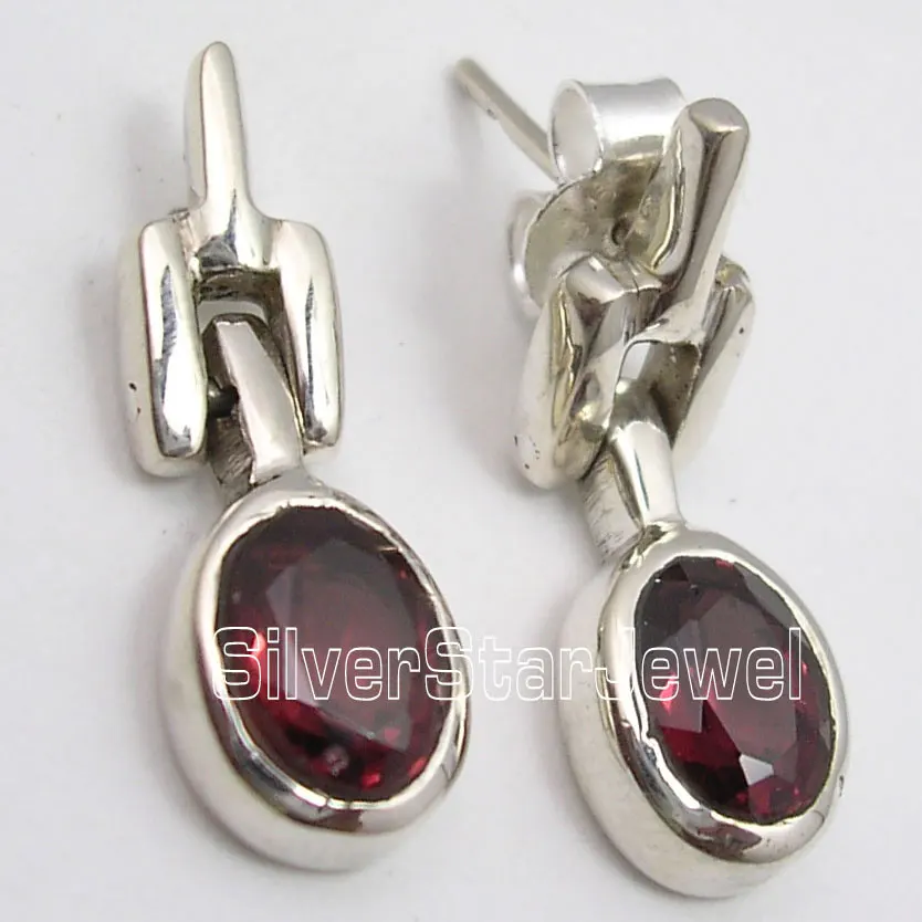 GARNET Серебро натуральный гранат s серьги 2.1CM1 пара сережек религиозные украшения вариации - Окраска металла: GARNET