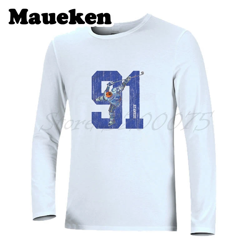 Мужская футболка с длинным рукавом на осень и зиму #91 Steven Stamkos Tampa bay W1029036 | одежда