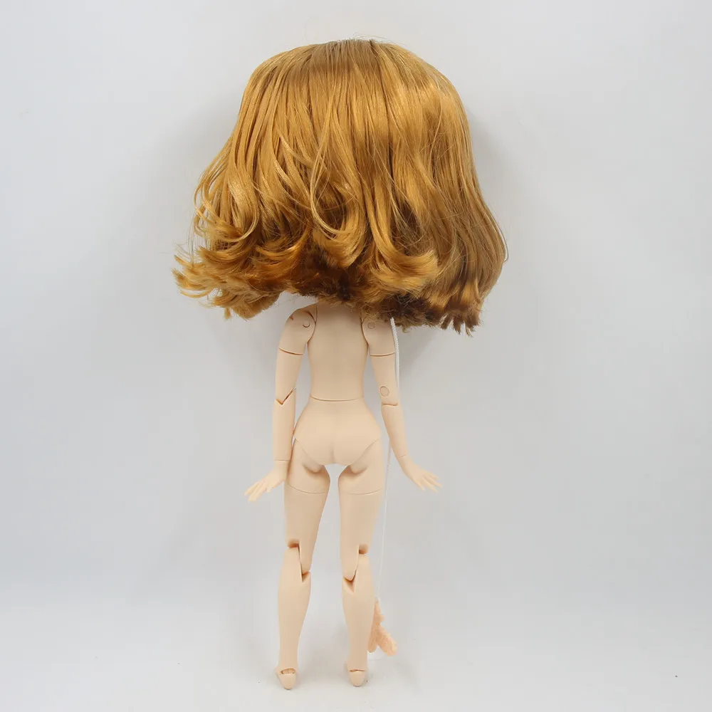 Обнаженная кукла ICY doll No.BL764A с короткими золотистыми вьющимися волосами белой