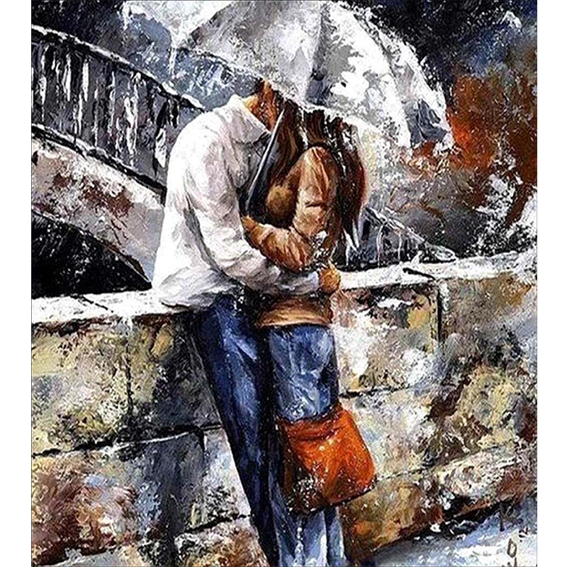 

Painting Diamond DIY Craft Diamond Embroidery Icon of People Portraits Square & Round Diamond Mosaic Romantic Lover Rain