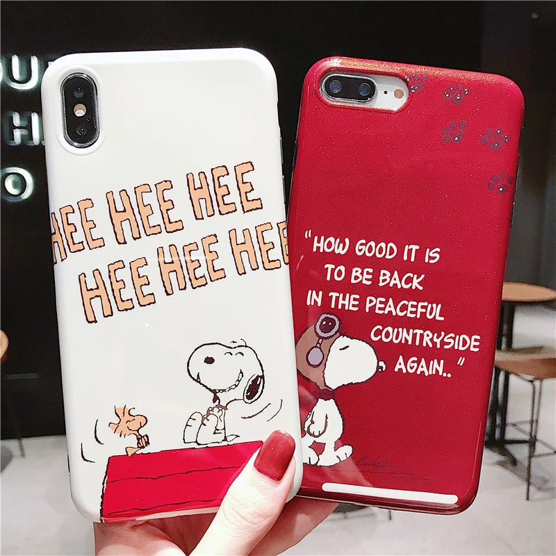 WTSZKL мультяшный милый Снупи шаблон чехол для телефона iphone 6 7 8 x xs xr max 6s plus